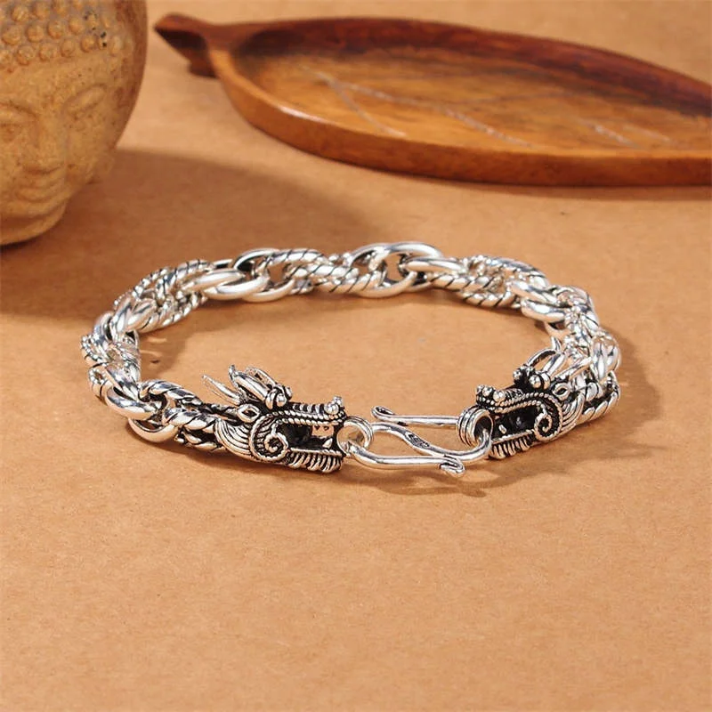 Elegant Bangles for Women-Buddha Stones 925 Sterling Silver Dragon Luck Protection Bracelet Elegant Bangles for Women-Buddha Stones 925 Sterling Silver Dragon Luck Protection Bracelet