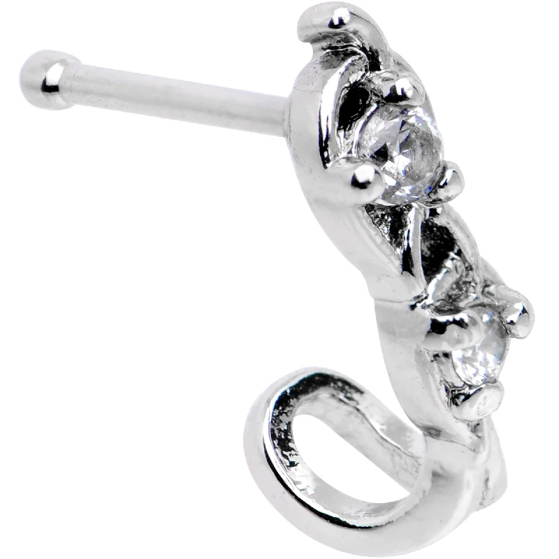 Nose Rings for Comfortable and Chic Looks -Clear CZ Gem Double Fashion Faux Hoop Nose Bone Nose Rings for Comfortable and Chic Looks -Clear CZ Gem Double Fashion Faux Hoop Nose Bone
