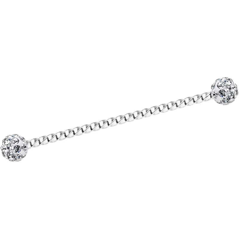 Women's Earrings – Elegant Designs for Every Personality--Clear Gem Cluster Seriously Twisted Industrial Barbell Earring 38mm Women's Earrings – Elegant Designs for Every Personality--Clear Gem Cluster Seriously Twisted Industrial Barbell Earring 38mm