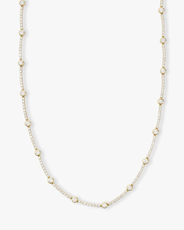 Shop Classic Women's Necklaces & Pendants with a Modern Twist-She's an Icon Station Necklace 18" - Gold|White Diamondettes Shop Classic Women's Necklaces & Pendants with a Modern Twist-She's an Icon Station Necklace 18" - Gold|White Diamondettes