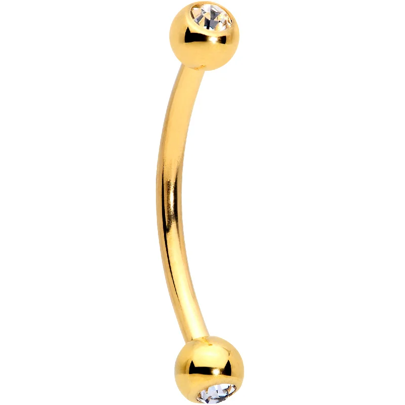 Women's Earrings – Elegant Designs for Every Personality--16 Gauge 1/2 Clear Gem Ball End Gold Tone Curved Barbell Women's Earrings – Elegant Designs for Every Personality--16 Gauge 1/2 Clear Gem Ball End Gold Tone Curved Barbell