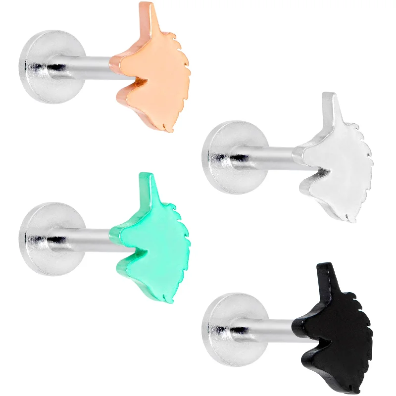 Lip Rings for Fashion-Forward Women16 Gauge 5/16 Multicolor Unicorn Internally Threaded Labret Set of 4