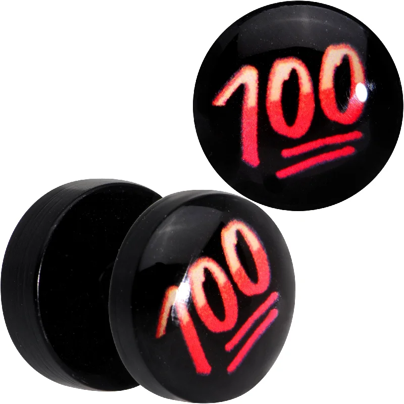 Women's Earrings – Elegant Designs for Every Personality--Officially Licensed Keep It 100 emoji Black Acrylic Cheater Plug Set