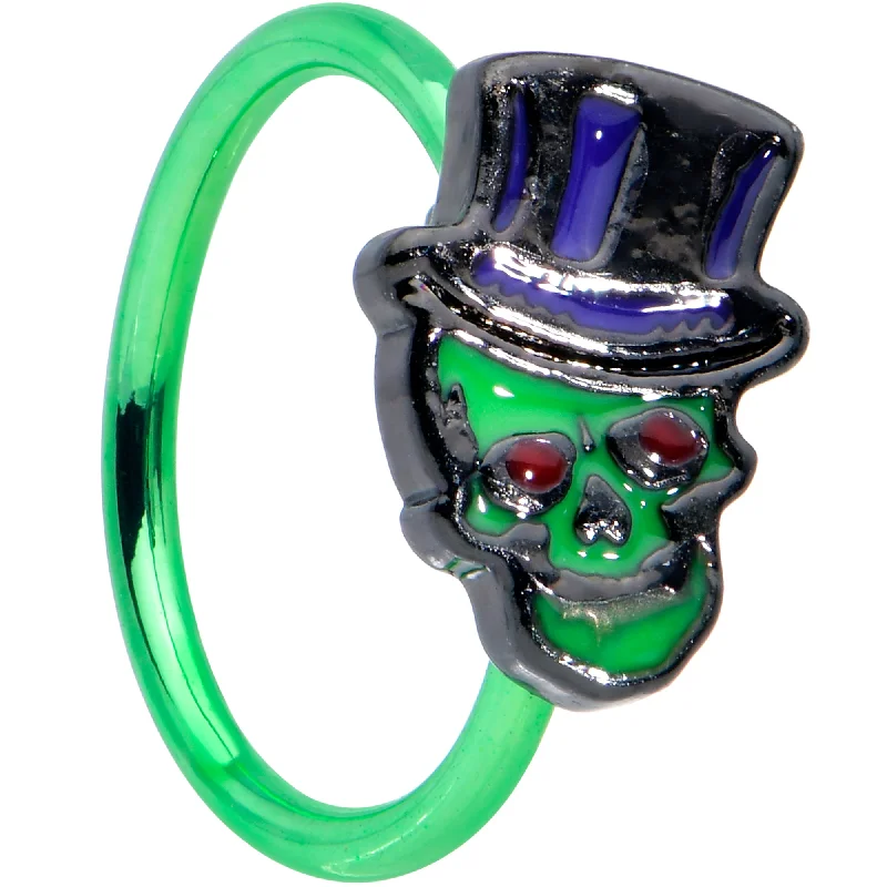 Nose Rings with Antique Touch -20 Gauge 5/16 Green Top Hat Skull Halloween Nose Hoop Nose Rings with Antique Touch -20 Gauge 5/16 Green Top Hat Skull Halloween Nose Hoop