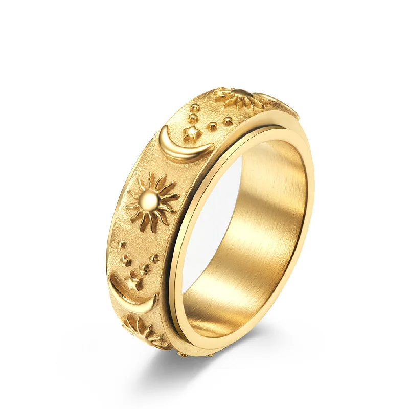 Chic Women's Rings for Fashion-Forward Looks-Sun & Moon Fidget Ring