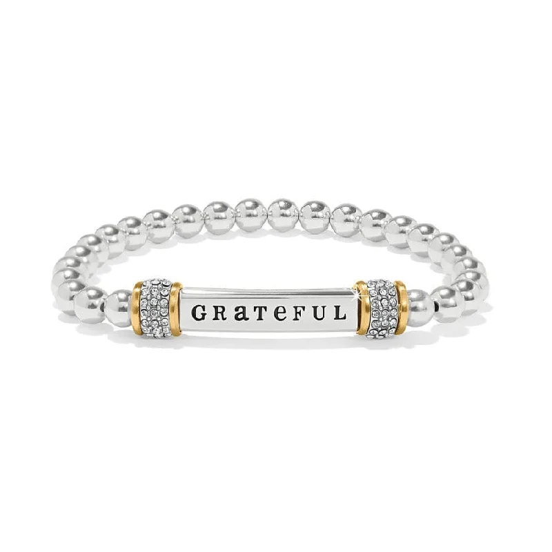 Custom-Designed Wedding Bangles for Women-Meridian Grateful Two Tone Stretch Bracelet