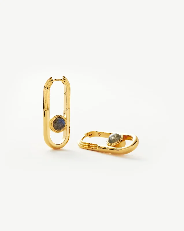 Women's Earrings – Elegant Designs for Every Personality--Zenyu Link Gemstone Ovate Hoop Earrings | 18k Gold Plated/Labradorite Women's Earrings – Elegant Designs for Every Personality--Zenyu Link Gemstone Ovate Hoop Earrings | 18k Gold Plated/Labradorite