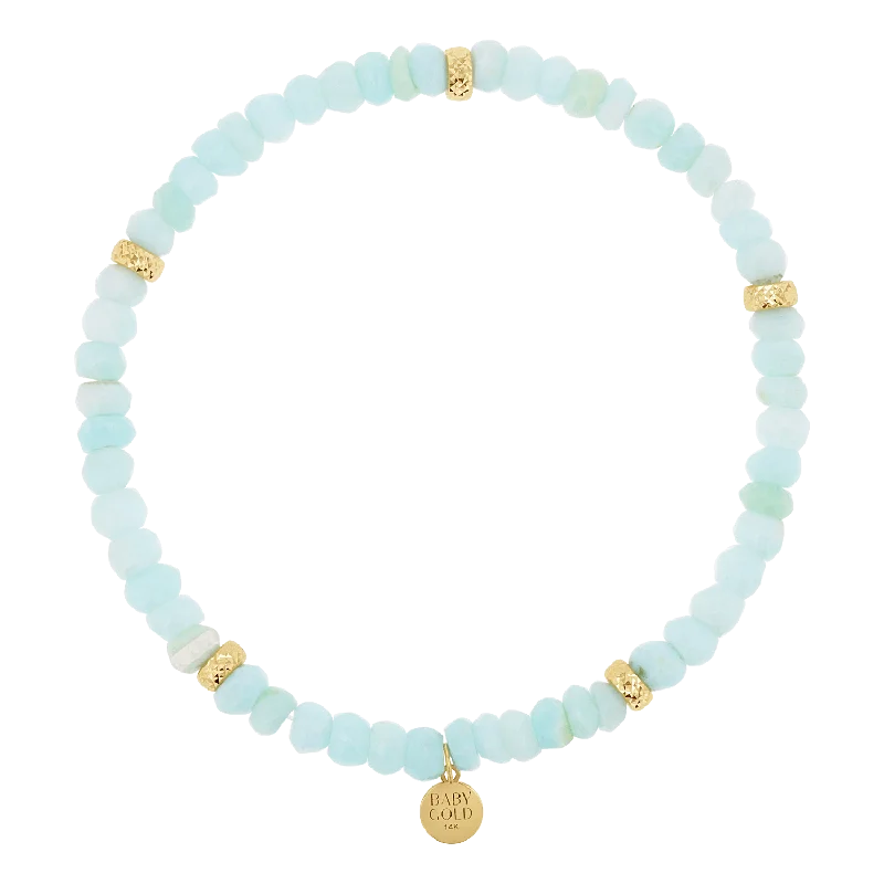 Sleek Bracelets for Men-Peruvian Blue Opal Beaded Bracelet