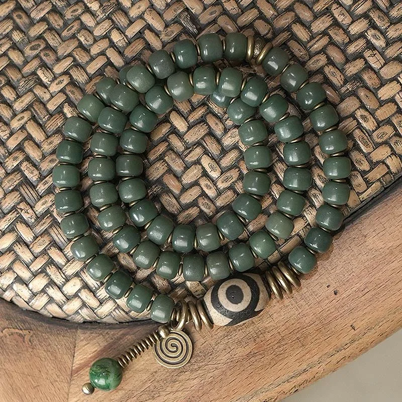 Stylish Bracelets for Men with Natural Materials-Buddha Stones Cyan Bodhi Seed Dzi Bead Wisdom Peace Triple Wrap Bracelet Stylish Bracelets for Men with Natural Materials-Buddha Stones Cyan Bodhi Seed Dzi Bead Wisdom Peace Triple Wrap Bracelet