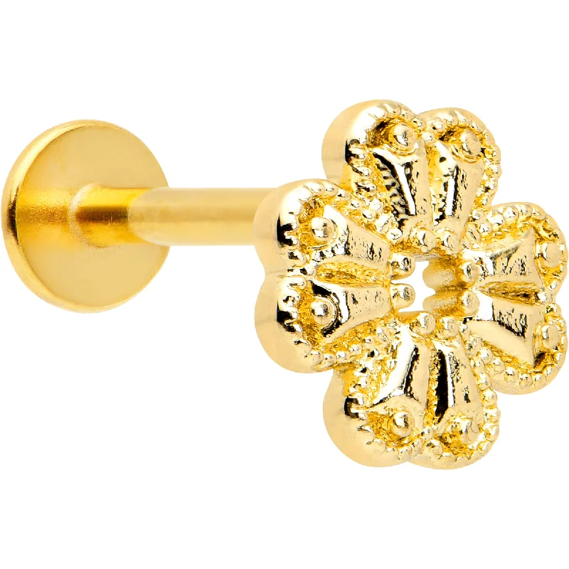 Silver Lip Rings for Subtle Glam16 Gauge 5/16 Yellow Gem Gold Tone Textured Cross Labret Monroe Tragus