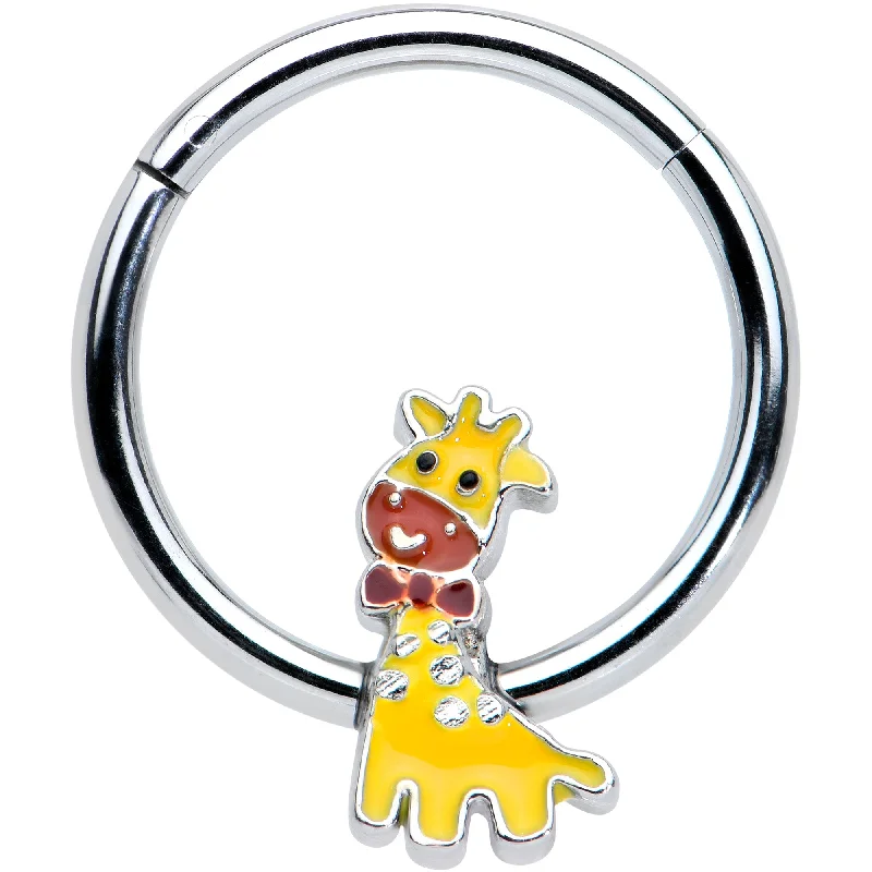 Nose Rings for All Styles -16 Gauge 3/8 Bow Tie Yellow Red Giraffe Hinged Segment Ring Nose Rings for All Styles -16 Gauge 3/8 Bow Tie Yellow Red Giraffe Hinged Segment Ring