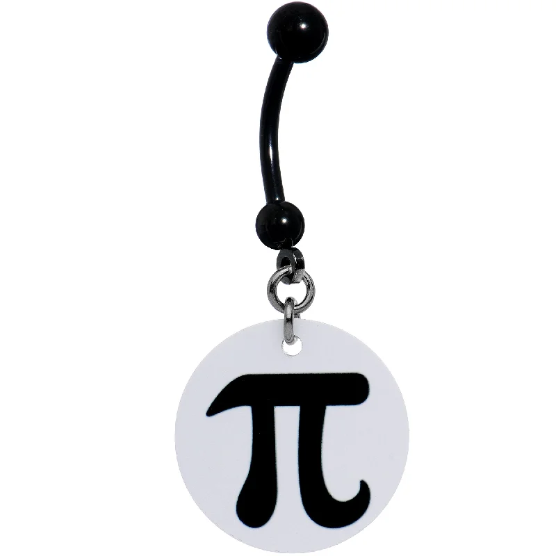 Belly Rings for Edgy and Bold Looks -Handcrafted Mathematical Symbol Pi Black Dangle Belly Ring Belly Rings for Edgy and Bold Looks -Handcrafted Mathematical Symbol Pi Black Dangle Belly Ring