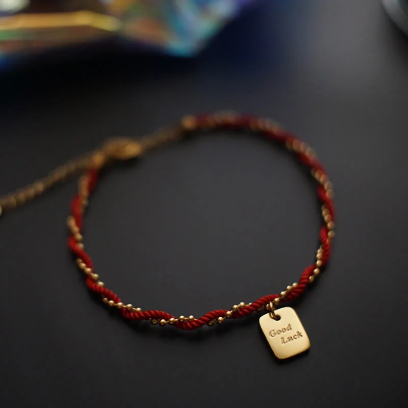Men's Bracelets with Leather Straps-Buddha Stones Red String Gold Plated Copper Good Luck Strength Bracelet Men's Bracelets with Leather Straps-Buddha Stones Red String Gold Plated Copper Good Luck Strength Bracelet