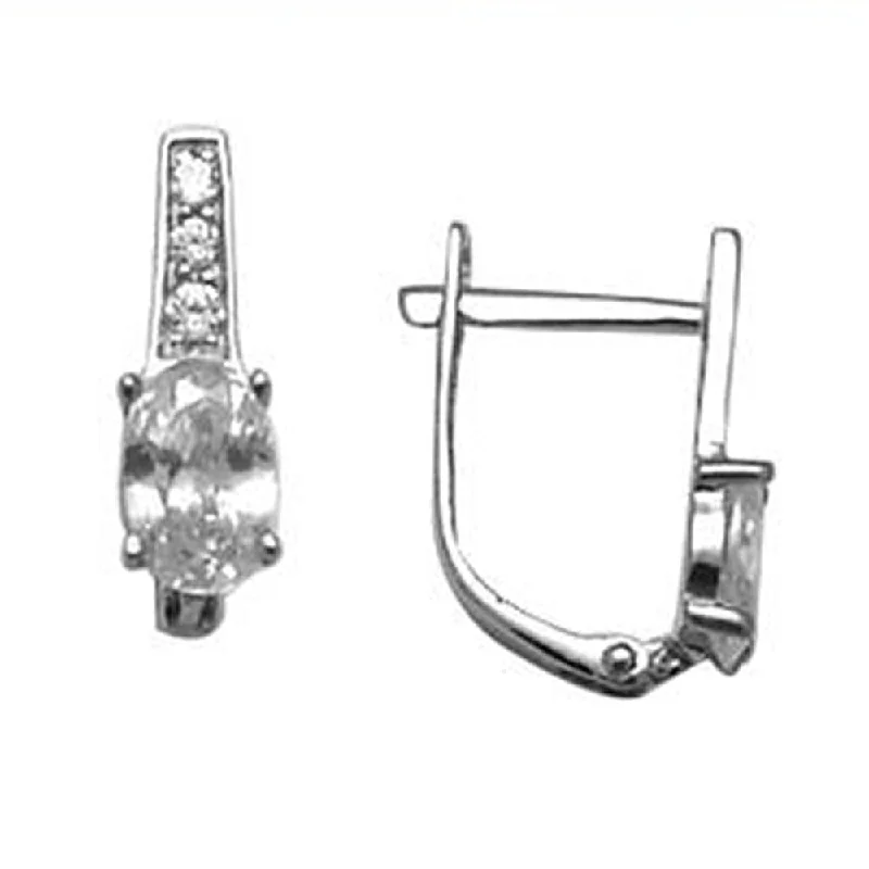Women's Earrings – Elegant Designs for Every Personality--14kt White Gold CZ April Birthstone Leverback Earrings