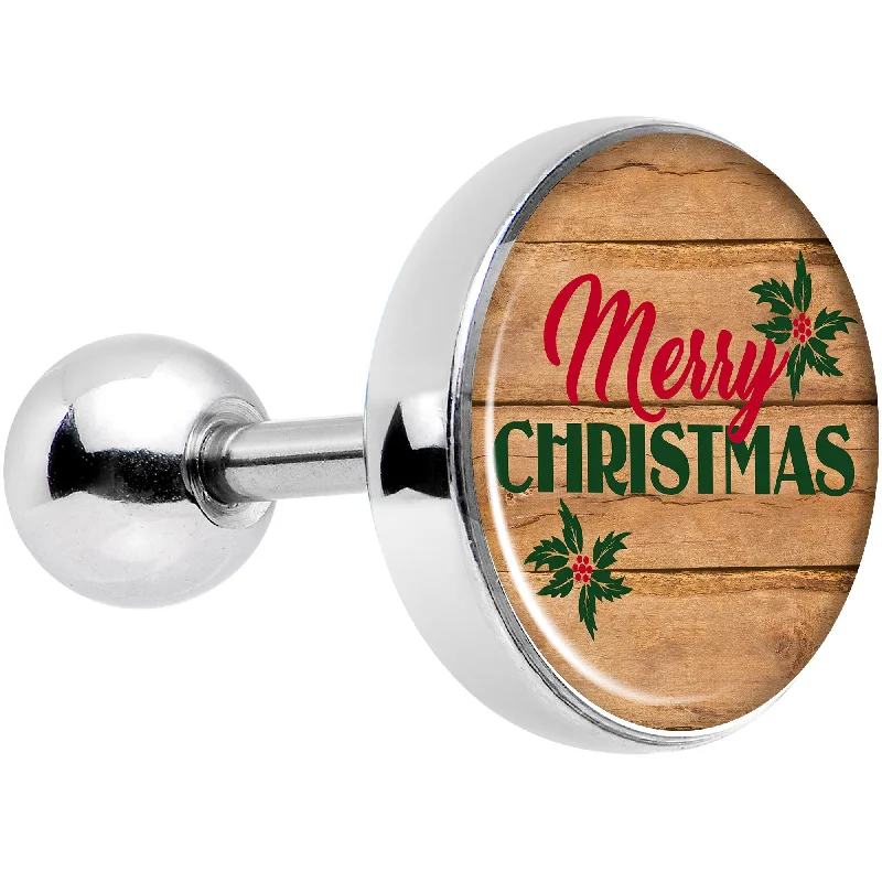 Women's Earrings – Elegant Designs for Every Personality--16 Gauge 1/4 Rustic Wood Merry Christmas Tragus Cartilage Earring Women's Earrings – Elegant Designs for Every Personality--16 Gauge 1/4 Rustic Wood Merry Christmas Tragus Cartilage Earring