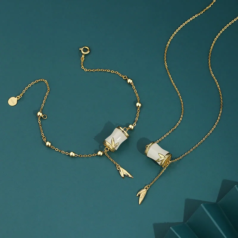 Shop Classic Women's Necklaces & Pendants with a Modern Twist-Buddha Stones 925 Sterling Silver 22K Gold Hetian White Jade Bamboo Leaf Luck Necklace Pendant Bracelet Shop Classic Women's Necklaces & Pendants with a Modern Twist-Buddha Stones 925 Sterling Silver 22K Gold Hetian White Jade Bamboo Leaf Luck Necklace Pendant Bracelet