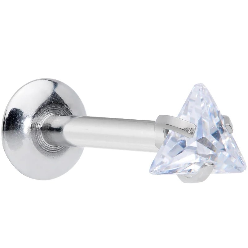 Stylish Lip Rings for Women16 Gauge 5/16 Clear CZ Gem Triangle Internal Thread Labret Tragus Stylish Lip Rings for Women16 Gauge 5/16 Clear CZ Gem Triangle Internal Thread Labret Tragus