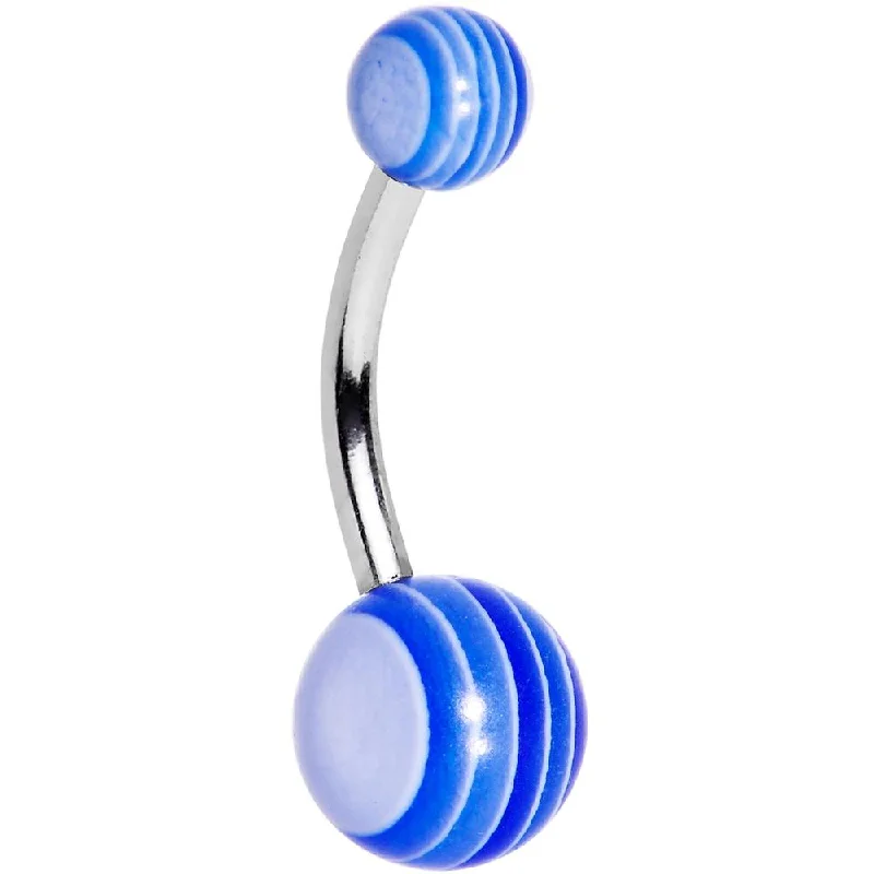 Trendy Belly Rings with Shiny Touch -Acrylic Blue Sea Striped Belly Ring