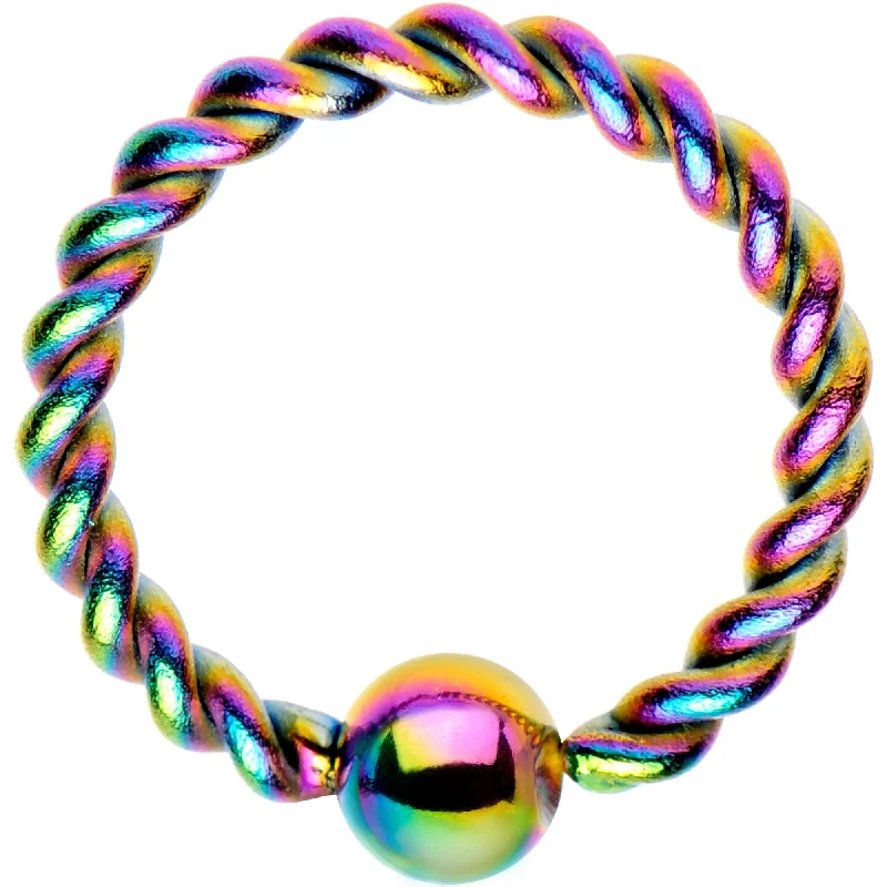 Fashion-Forward Lip Rings16 Gauge 5/16" Rainbow IP So Twisted Captive Style Seamless Ring