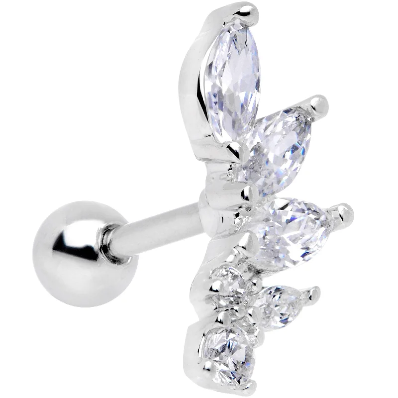 Women's Earrings – Elegant Designs for Every Personality--16 Gauge 1/4 Clear Gem Dewdrop Cluster Cartilage Tragus Earring