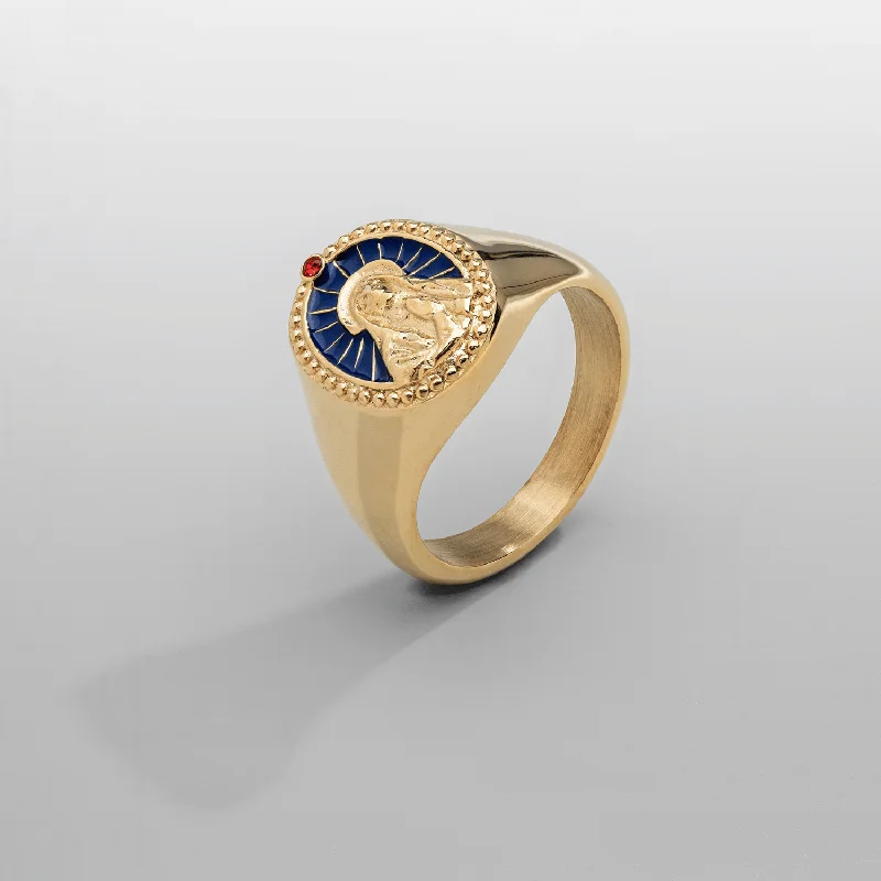 Top Men's Rings – Crafted for Every Style  Enamel Virgin Mary Signet Ring (Gold)