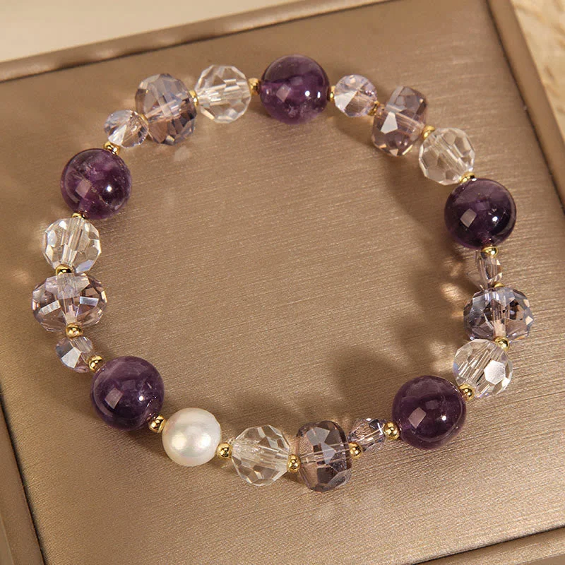 Personalized Beaded Bracelets for Men-Buddha Stones Amethyst White Crystal Pearl Communication Bracelet Personalized Beaded Bracelets for Men-Buddha Stones Amethyst White Crystal Pearl Communication Bracelet