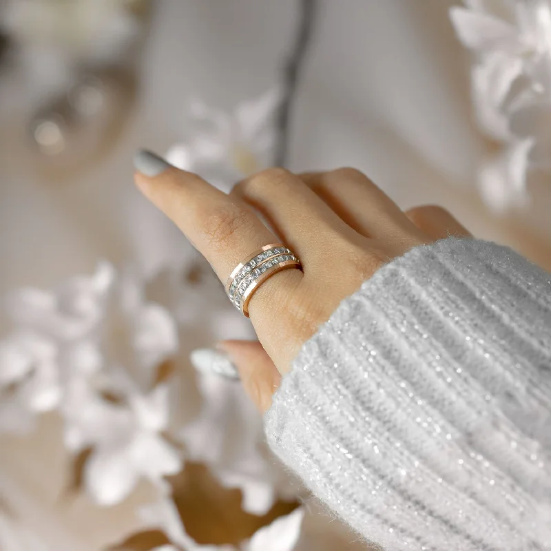 Shop Classic Women's  Necklaces & Pendants with a Modern Twist-Rose Gold Dual Diva Ring