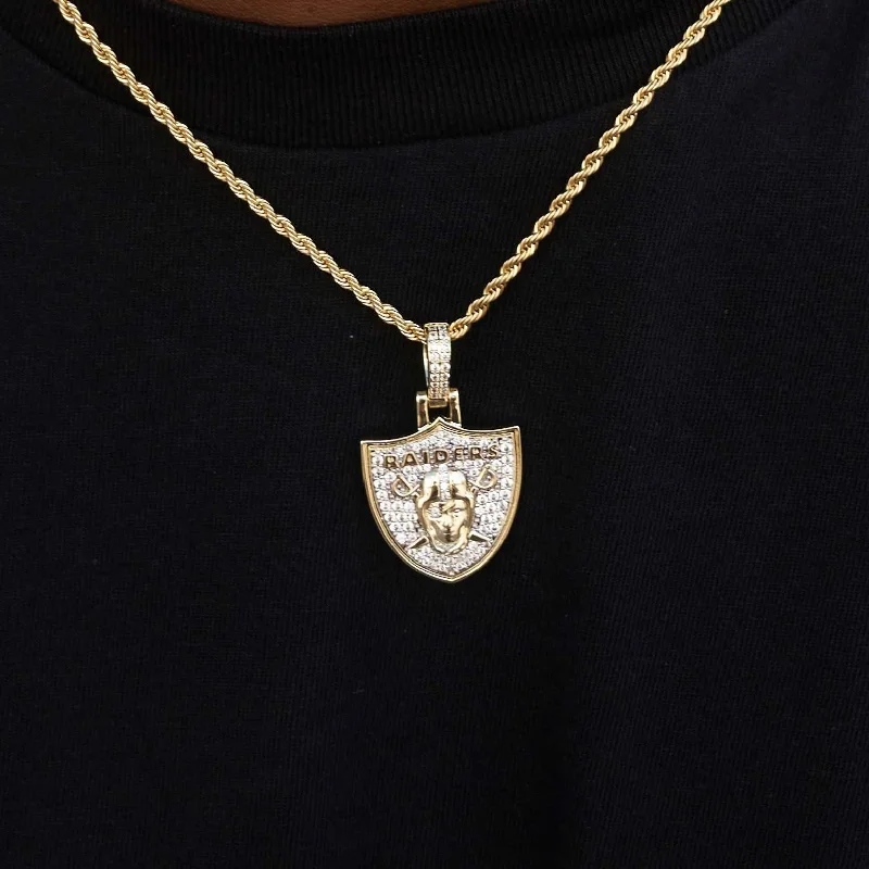 Exclusive Men's Necklaces & Pendants for the Modern Gentleman-Las Vegas Raiders Official NFL Micro Logo Pendant - Yellow Gold Exclusive Men's Necklaces & Pendants for the Modern Gentleman-Las Vegas Raiders Official NFL Micro Logo Pendant - Yellow Gold