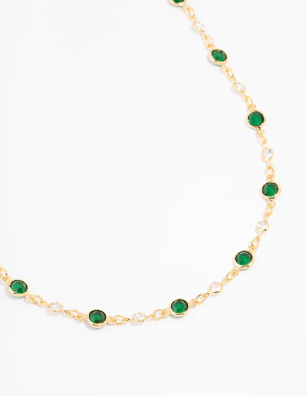 Shop Classic Women's Necklaces & Pendants with a Modern Twist-Gold Plated Emerald Round Station Necklace Shop Classic Women's Necklaces & Pendants with a Modern Twist-Gold Plated Emerald Round Station Necklace