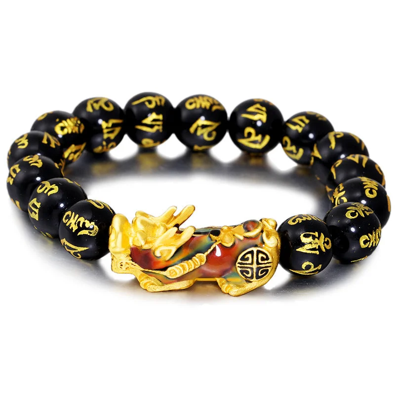 Men's Bracelets with Adjustable Metal Bands-Buddha Stones FengShui PiXiu Obsidian Om Mani Padme Hum Wealth Bracelet Men's Bracelets with Adjustable Metal Bands-Buddha Stones FengShui PiXiu Obsidian Om Mani Padme Hum Wealth Bracelet