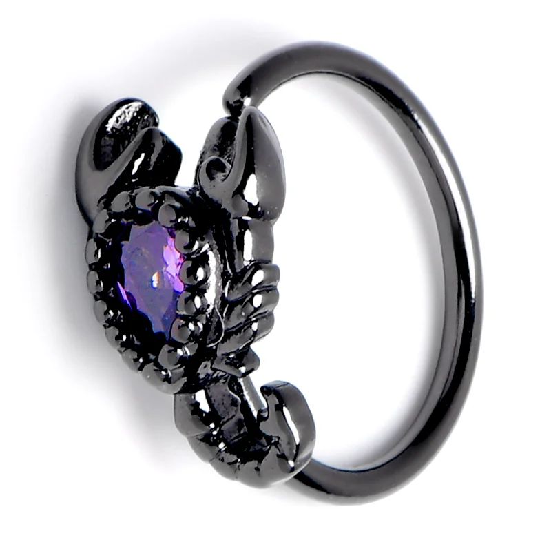 Nose Rings for a Fun Look -20 Gauge Black Goth Scorpion Purple Nose Hoop