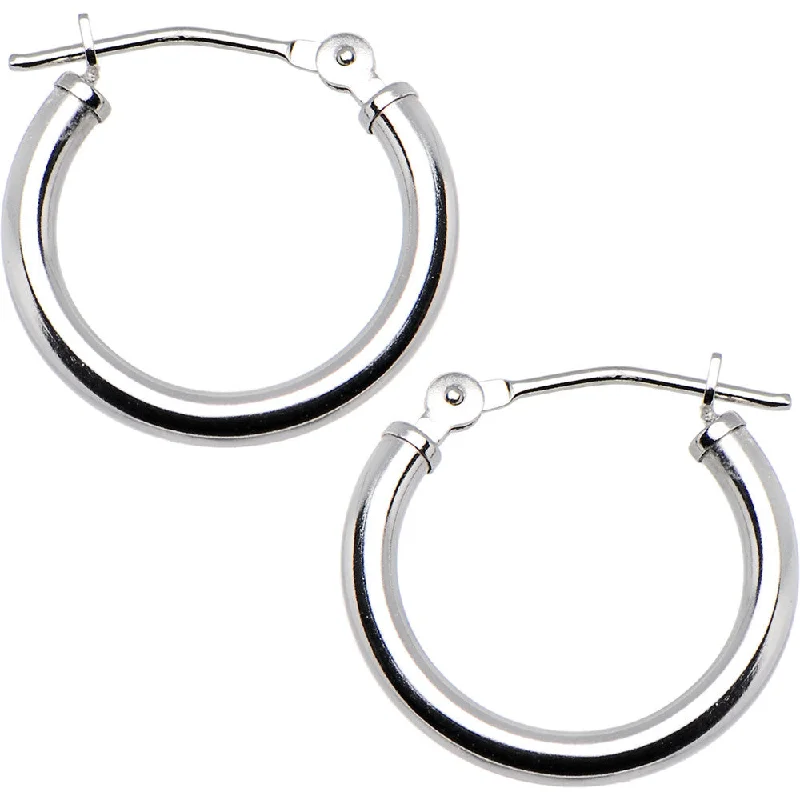 Women's Earrings – Elegant Designs for Every Personality--14KT White Gold 2mm 5/8 Inch Hoop Earrings