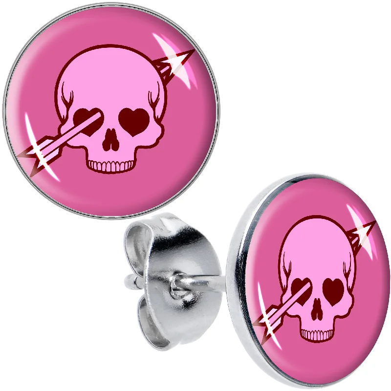Women's Earrings – Elegant Designs for Every Personality--Valentine Cupid Skull Stud Earrings