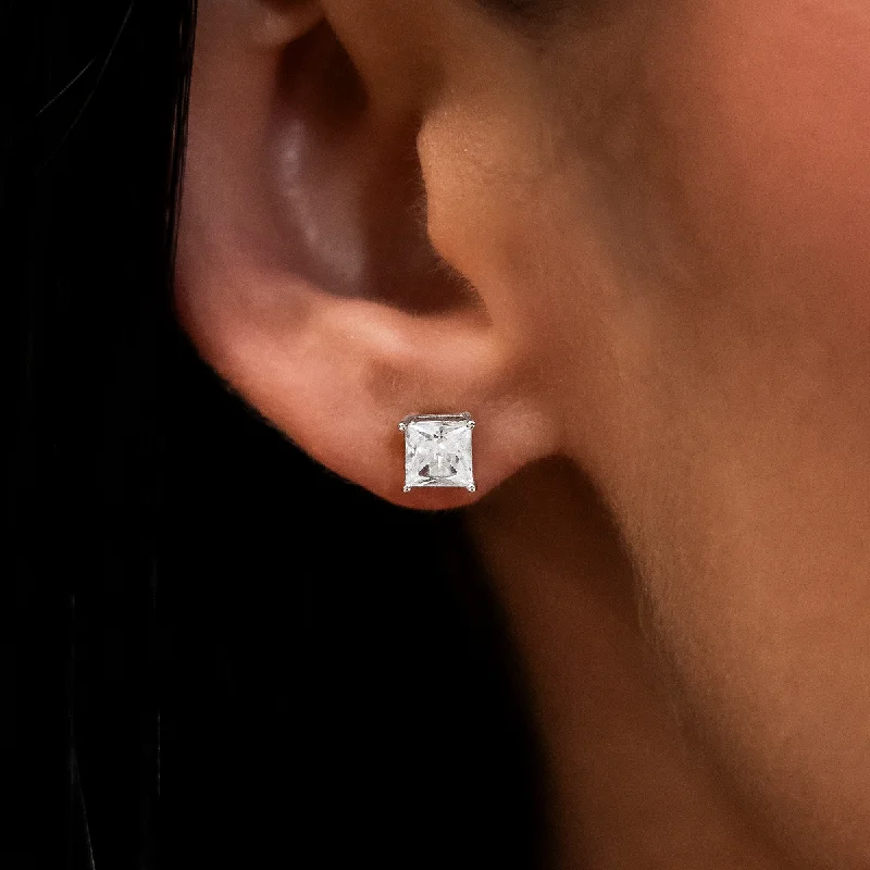 Women's Earrings – Elegant Designs for Every Personality--5mm Princess Cut Diamond Stud Earrings in White Gold Women's Earrings – Elegant Designs for Every Personality--5mm Princess Cut Diamond Stud Earrings in White Gold