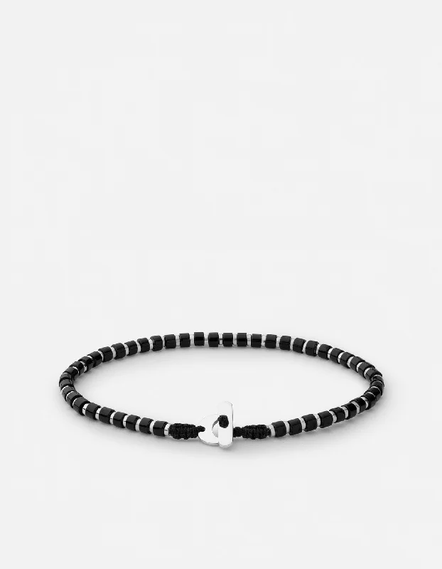 Men's Bracelets with Natural Gemstones-Kato Onyx Bracelet, Sterling Silver