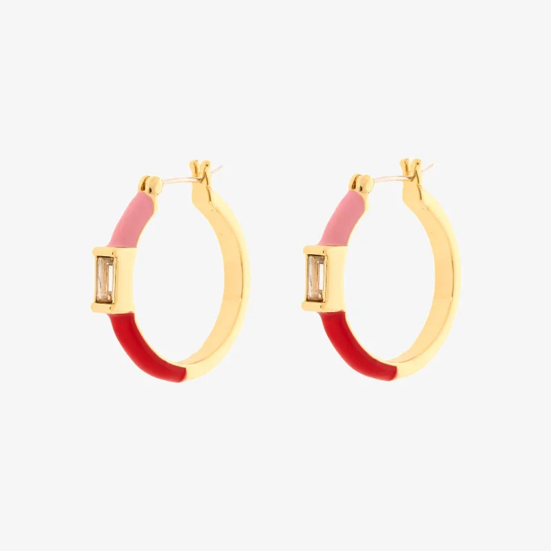 Women's Earrings – Elegant Designs for Every Personality--Baguette Enamel Hoop Earrings