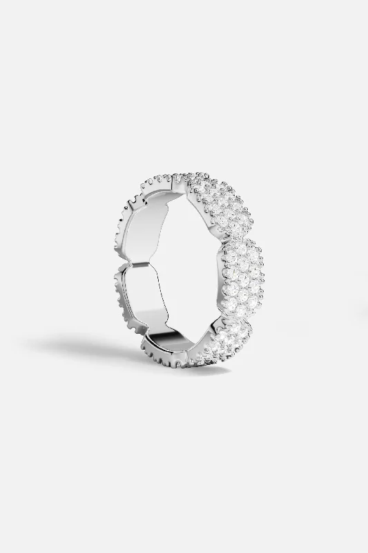Chic Women's Rings for Fashion-Forward Looks-Dainty Silver Pavé Ring