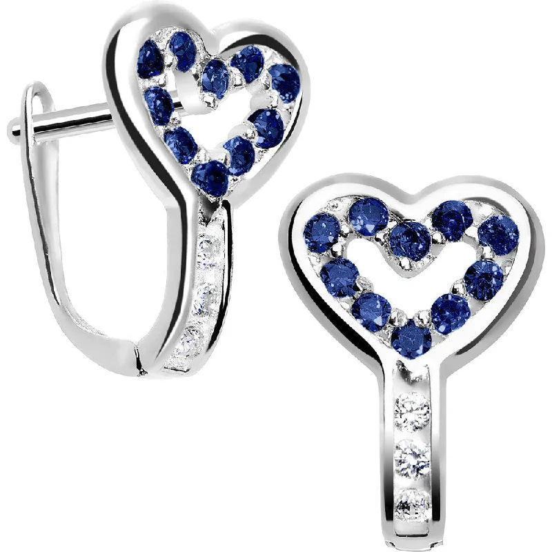Women's Earrings – Elegant Designs for Every Personality--Sterling Silver Heart CZ September Birthstone Youth Leverback Earrings