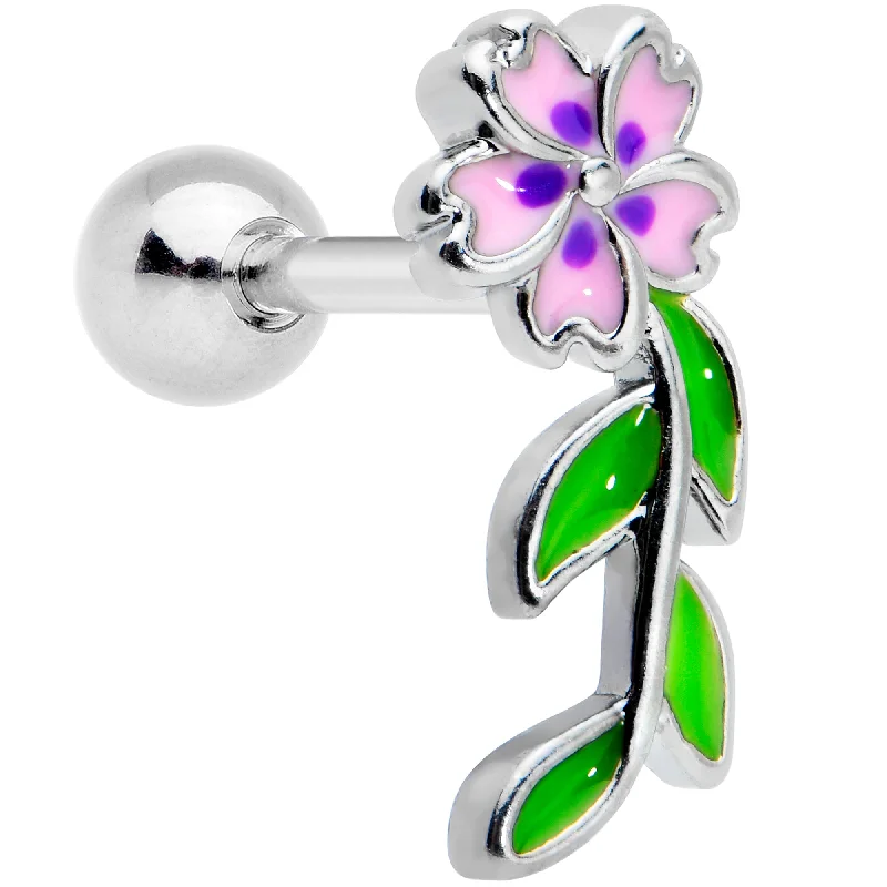 Women's Earrings – Elegant Designs for Every Personality--16 Gauge 1/4 Pink Purple Long Flower Cartilage Tragus Earring Women's Earrings – Elegant Designs for Every Personality--16 Gauge 1/4 Pink Purple Long Flower Cartilage Tragus Earring
