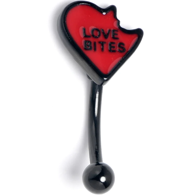 Women's Earrings – Elegant Designs for Every Personality--16 Gauge 5/16 Black Love Bites Heart Valentine Curved Eyebrow Ring
