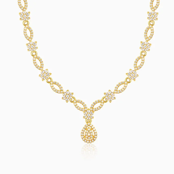 Shop Classic Women's  Necklaces & Pendants with a Modern Twist-Golden Zircon Shine Elegant Necklace