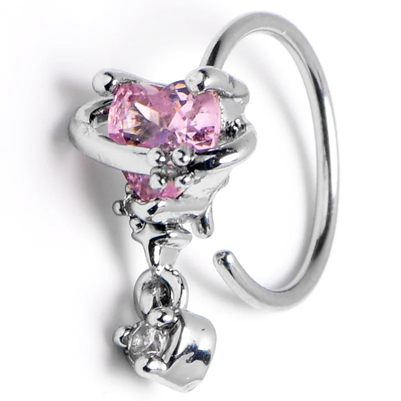 Nose Rings for Trendsetting Fashion -20 Gauge 5/16 Pink Heart Dangle Conch Hoop Septum Ring Cartilage Helix Hoop Earring Nose Rings for Trendsetting Fashion -20 Gauge 5/16 Pink Heart Dangle Conch Hoop Septum Ring Cartilage Helix Hoop Earring