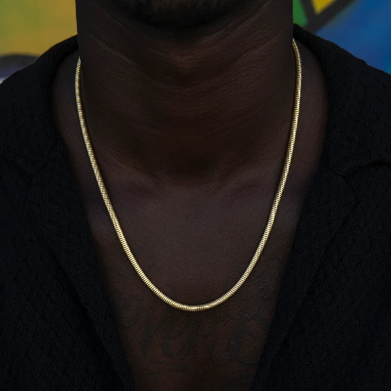 Exclusive Men's Necklaces & Pendants for the Modern Gentleman-Snake Chain in Yellow Gold - 4mm Exclusive Men's Necklaces & Pendants for the Modern Gentleman-Snake Chain in Yellow Gold - 4mm