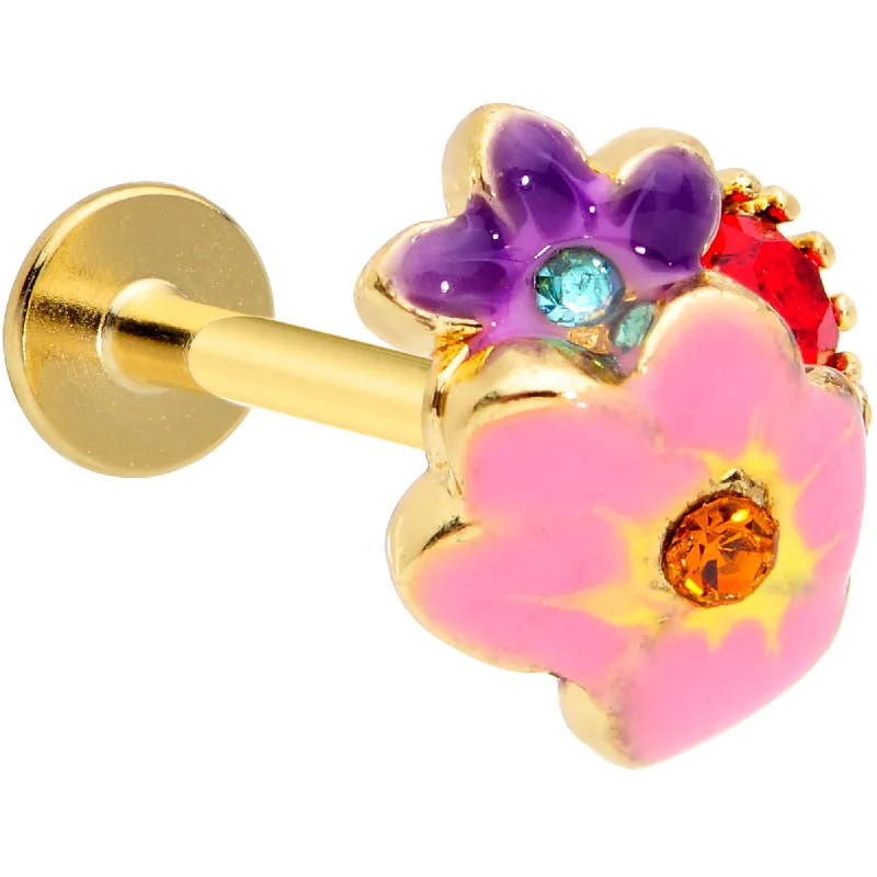Affordable Lip Rings for Everyone16 Gauge 5/16 Red Blue Gem Gold Tone Multi Flower Labret Monroe Tragus
