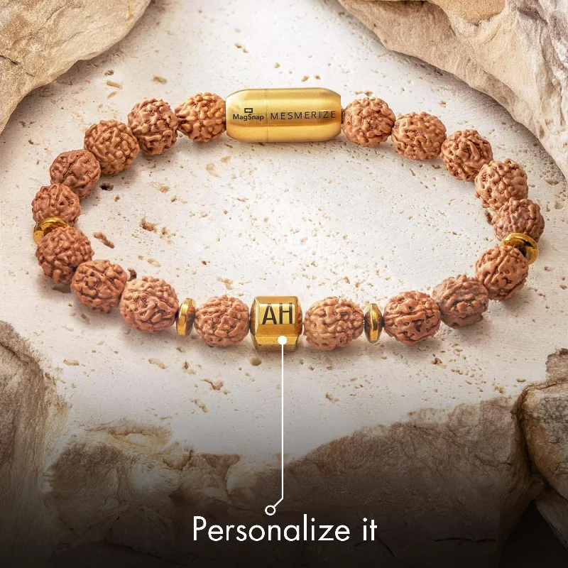 Trendy Bracelets with Beaded Charms for Men-Personalised Spiritual Rudraksh Natural Stone Bracelet with Magsnap 2 Trendy Bracelets with Beaded Charms for Men-Personalised Spiritual Rudraksh Natural Stone Bracelet with Magsnap 2