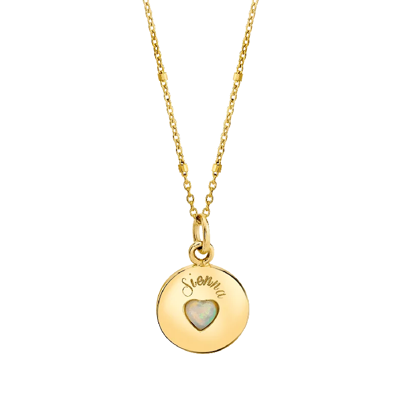 Shop Classic Women's Necklaces & Pendants with a Modern Twist-Opal Heart Name Medallion Shop Classic Women's Necklaces & Pendants with a Modern Twist-Opal Heart Name Medallion