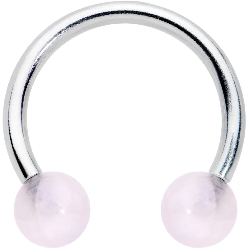 Lip Rings for Unique Personal Style16 Gauge 3/8 Pink Stone Ball End Internally Threaded Horseshoe