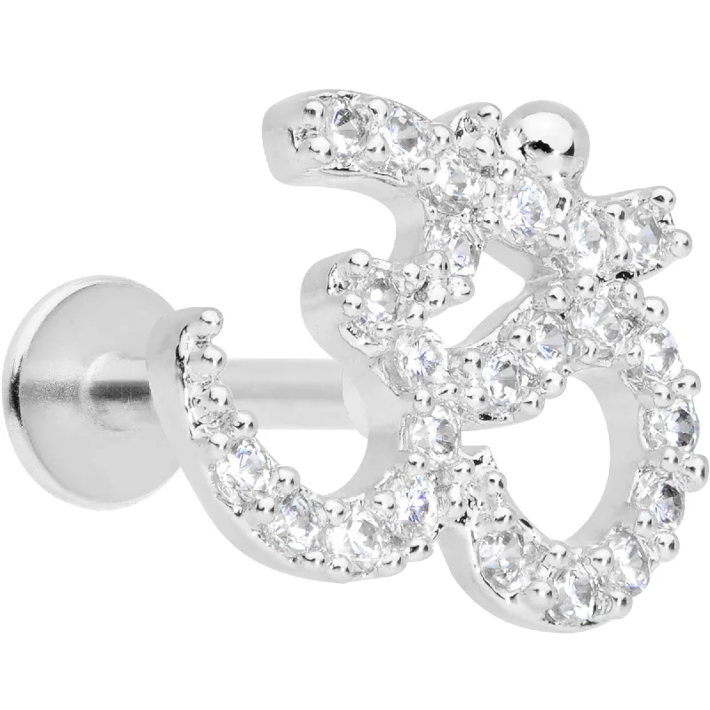 Stunning Lip Rings with Precious Stones16 Gauge 5/16 Clear CZ Gem Amazing Om Labret Monroe Tragus