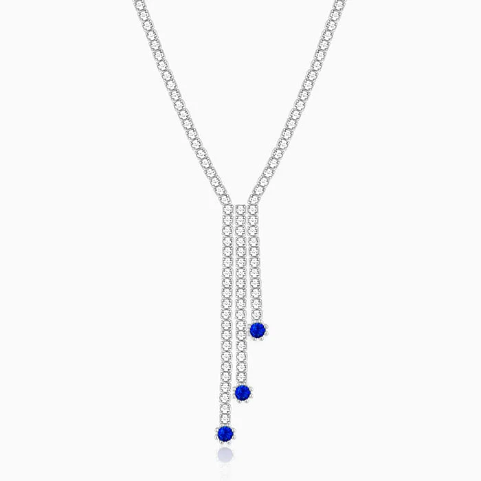 Shop Classic Women's Necklaces & Pendants with a Modern Twist-Silver Blue Lariat Necklace Shop Classic Women's Necklaces & Pendants with a Modern Twist-Silver Blue Lariat Necklace