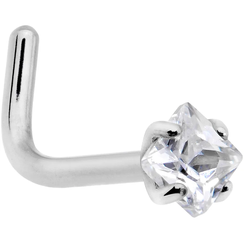 Nose Rings for Classic Timeless Fashion -20 Gauge Clear 2mm CZ Gem Grade 23 Titanium Rhombus L Shaped Nose Ring Nose Rings for Classic Timeless Fashion -20 Gauge Clear 2mm CZ Gem Grade 23 Titanium Rhombus L Shaped Nose Ring